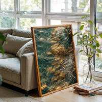 Gold Coins in Water Aesthetic Wall Print Décor Poster – Luxury Gold Coin Print Décor