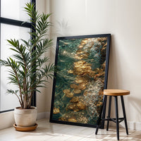 Gold Coins in Water Aesthetic Wall Print Décor Poster – Luxury Gold Coin Print Décor