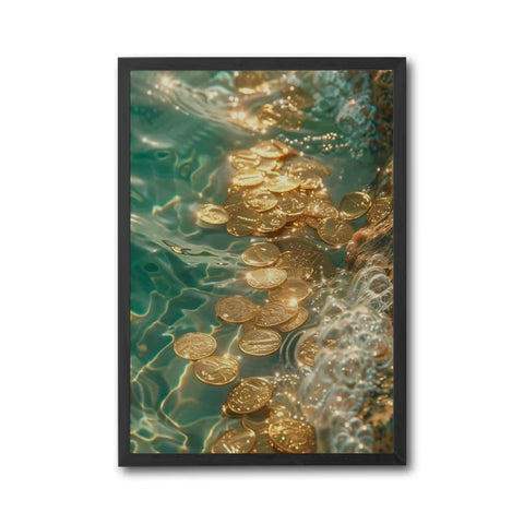 Gold Coins in Water Aesthetic Wall Décor Print