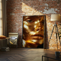 Gold Face Aesthetic Wall Décor Poster – Minimal Non-Figurative Gold Portrait Print