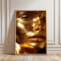 Gold Face Aesthetic Wall Décor Poster – Minimal Non-Figurative Gold Portrait Print