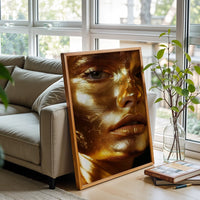 Gold Face Aesthetic Wall Décor Poster – Minimal Non-Figurative Gold Portrait Print