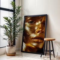 Gold Face Aesthetic Wall Décor Poster – Minimal Non-Figurative Gold Portrait Print