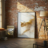 Gold Glitter Cat Aesthetic Wall Décor Poster Print