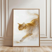 Gold Glitter Cat Aesthetic Wall Décor Poster Print