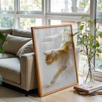 Gold Glitter Cat Aesthetic Wall Décor Poster Print