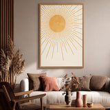 Gold Sunburst Minimalist Wall Art – Soft Cream Celestial Rays