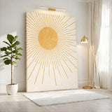 Gold Sunburst Minimalist Wall Art – Soft Cream Celestial Rays