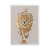 Golden Cat Modern Abstract Wall Art – Gold and Cream Cat Print