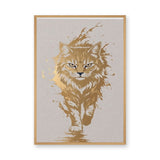 Golden Cat Modern Abstract Wall Art – Gold and Cream Cat Print