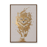 Golden Cat Modern Abstract Wall Art – Gold and Cream Cat Print