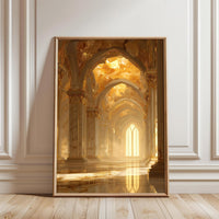 Golden Cathedral Interior Aesthetic Print | Elegant Architecture Wall Décor