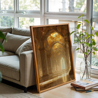 Golden Cathedral Interior Aesthetic Print | Elegant Architecture Wall Décor