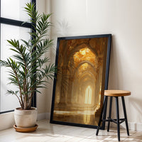 Golden Cathedral Interior Aesthetic Print | Elegant Architecture Wall Décor