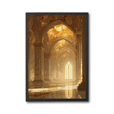 Golden Cathedral Interior Aesthetic Print | Elegant Architecture Wall Décor