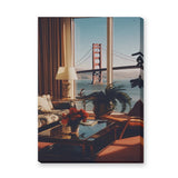 Golden Gate Bridge Interior View Vintage Wall Art – Cozy San Francisco Bay Lounge