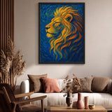 Golden Lion Abstract Wall Art – Van Gogh Style Lion Print