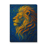Golden Lion Abstract Wall Art – Van Gogh Style Lion Print