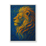 Golden Lion Abstract Wall Art – Van Gogh Style Lion Print