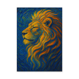Golden Lion Abstract Wall Art – Van Gogh Style Lion Print