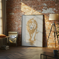 Golden Lion Understated Wall Décor Print – Minimal Animal Illustration Print