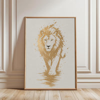 Golden Lion Understated Wall Décor Print – Minimal Animal Illustration Print