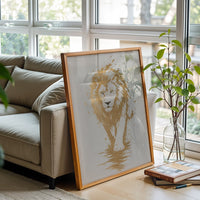 Golden Lion Understated Wall Décor Print – Minimal Animal Illustration Print