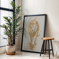 Golden Lion Understated Wall Décor Print – Minimal Animal Illustration Print
