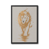 Golden Lion Understated Wall Décor Print – Minimal Animal Illustration Print