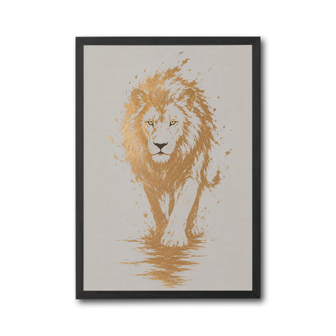 Golden Lion Understated Wall Décor Print – Minimal Animal Illustration Print