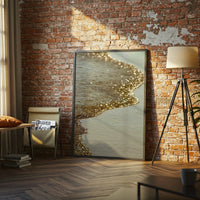 Golden Ocean Wave Wall Poster – Aesthetic Ocean Print for Coastal Home Decor