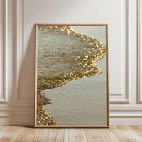 Golden Ocean Wave Wall Poster – Aesthetic Ocean Print for Coastal Home Decor