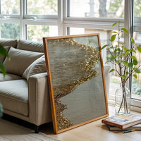 Golden Ocean Wave Wall Poster – Aesthetic Ocean Print for Coastal Home Decor