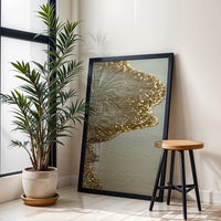 Golden Ocean Wave Wall Poster – Aesthetic Ocean Print for Coastal Home Decor