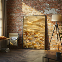 Golden Seashells and Starfish Aesthetic Wall Print Décor Poster