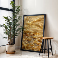 Golden Seashells and Starfish Aesthetic Wall Print Décor Poster