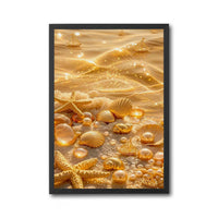 Golden Seashells and Starfish Aesthetic Wall Print Décor Poster