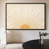 Golden Sunburst Minimalist Wall Art – Cream and Gold Celestial Print