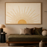 Golden Sunburst Minimalist Wall Art – Cream and Gold Celestial Print