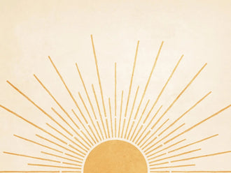 Golden Sunburst Minimalist Wall Art – Cream and Gold Celestial Print