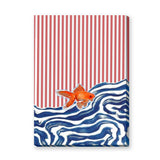 Goldfish Wave Modern Wall Art – Orange Fish and Blue Waves