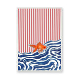 Goldfish Wave Modern Wall Art – Orange Fish and Blue Waves