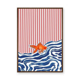 Goldfish Wave Modern Wall Art – Orange Fish and Blue Waves