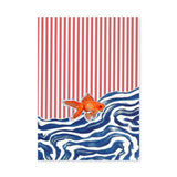 Goldfish Wave Modern Wall Art – Orange Fish and Blue Waves