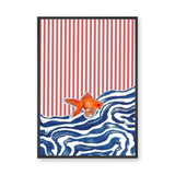 Goldfish Wave Modern Wall Art – Orange Fish and Blue Waves