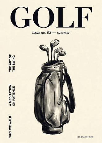 Golf Bag Typography Wall Art – Cream Magazine Cover Style Print