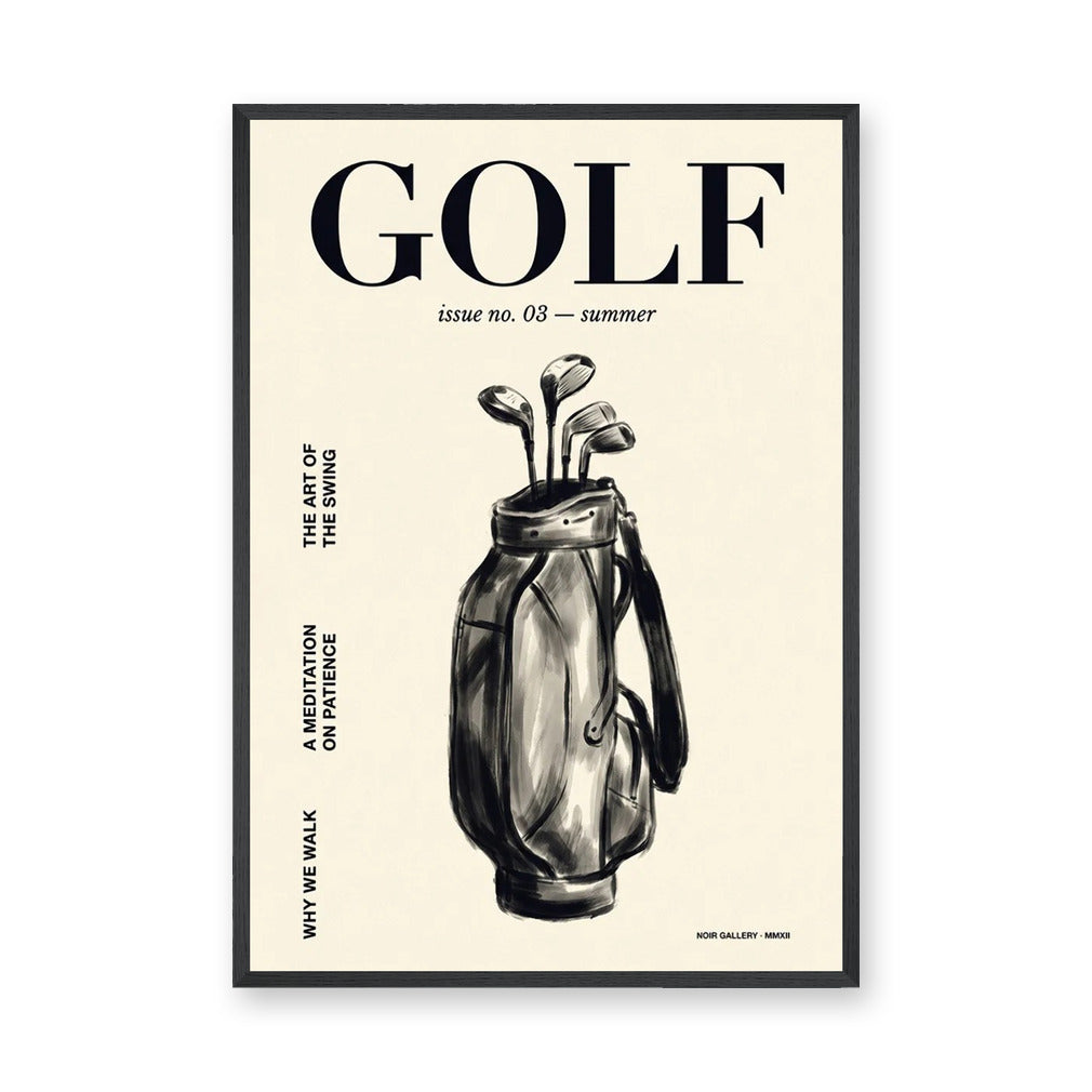 Golf Bag Typography Wall Art – Cream Magazine Cover Style Print