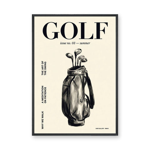 Golf Bag Typography Wall Art – Cream Magazine Cover Style Print