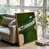 Golf Course Aerial View Décor Poster, Scenic Golf Home Wall Poster for Home or Office