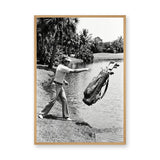 Golf Photography Vintage Wall Art – Golfer Tossing Clubs Into a Lake